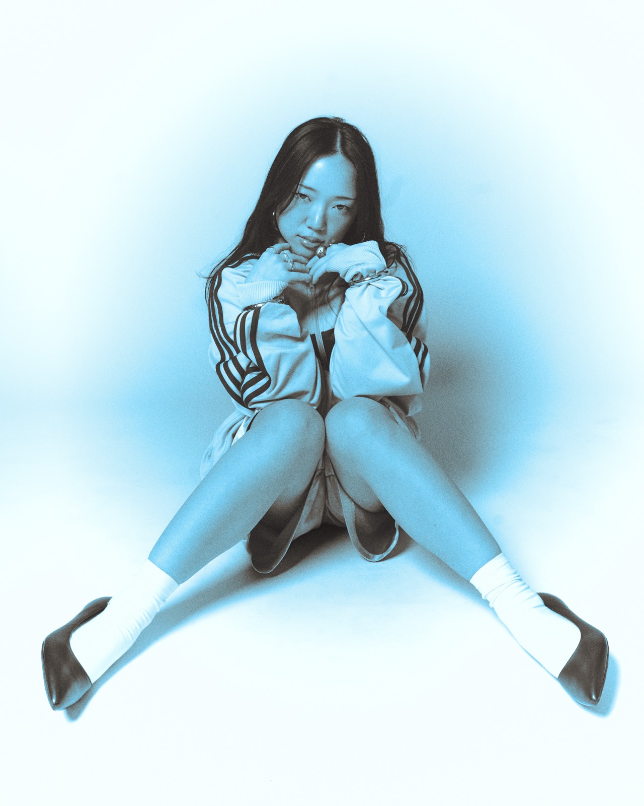 Studio shot with blue glow